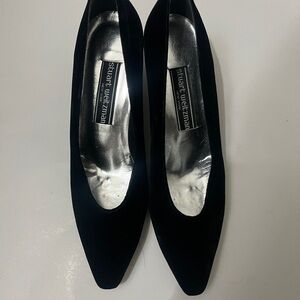 Stuart Weitzman Black Velvet Pointed Toe Pumps